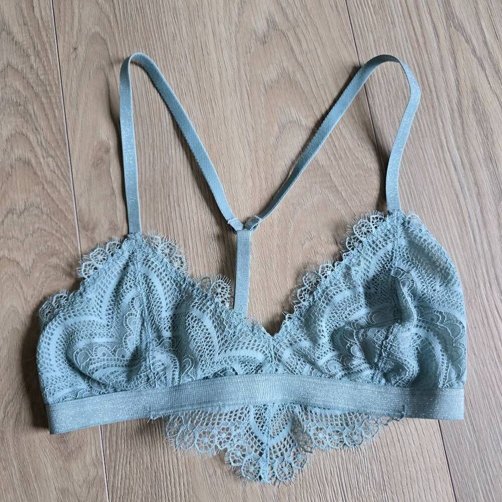 Intimately Free People Women's Small Blue Green Floral Buckle Strappy Lace Brale